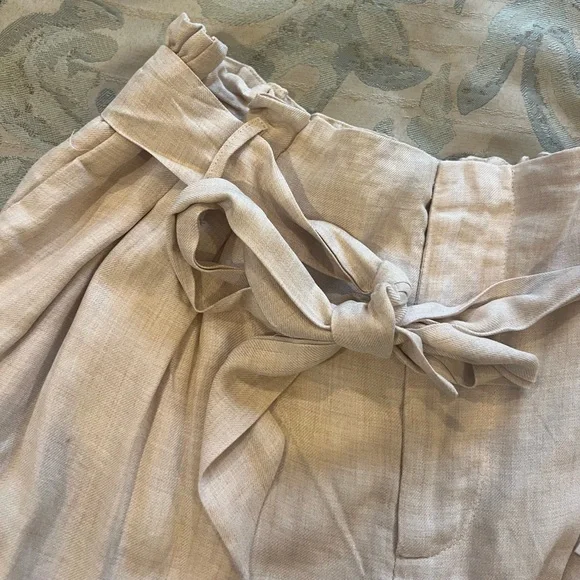 Bishop + Young Paper bag Tan Front Tie Shorts - Picture 3 of 6